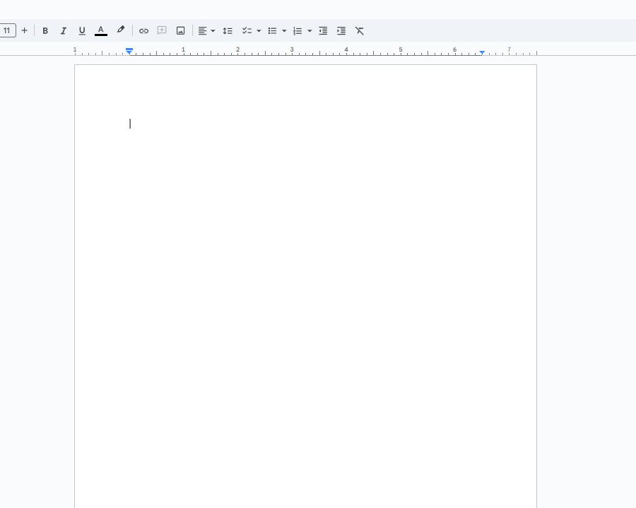 a screenshot of a blank Google Document